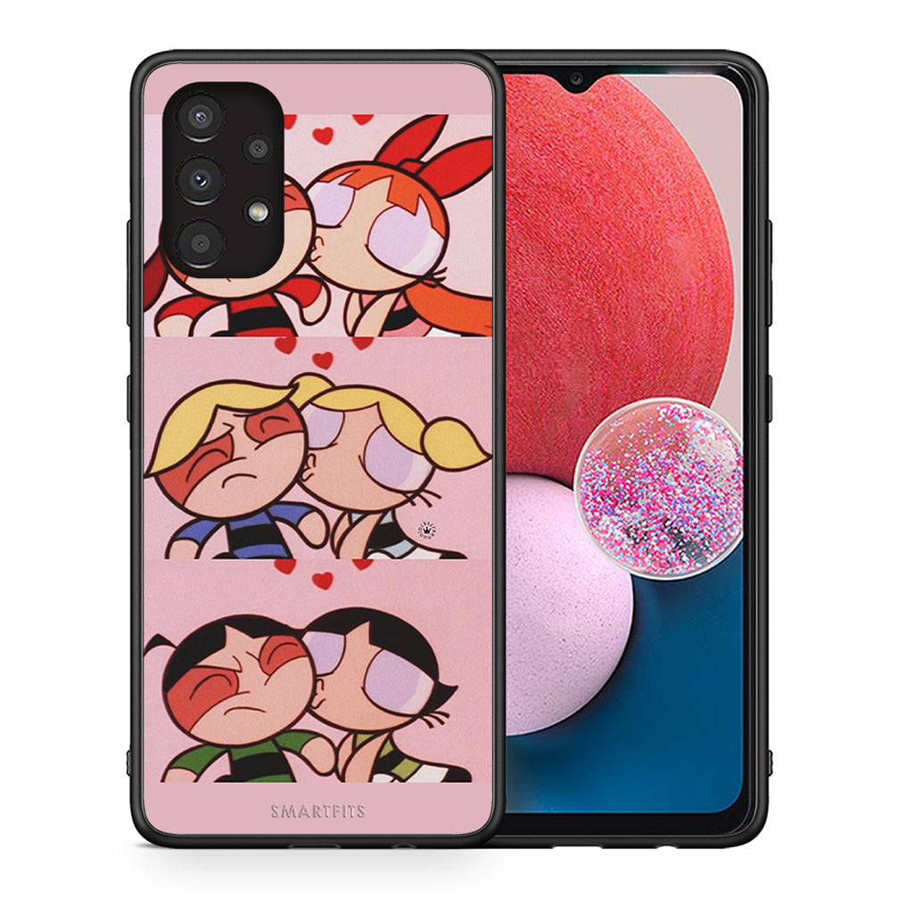 Θήκη Αγίου Βαλεντίνου Samsung A13 4G Puff Love από τη Smartfits με σχέδιο στο πίσω μέρος και μαύρο περίβλημα | Samsung A13 4G Puff Love case with colorful back and black bezels