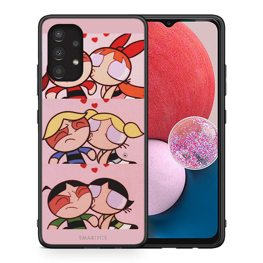 Θήκη Αγίου Βαλεντίνου Samsung A13 4G Puff Love από τη Smartfits με σχέδιο στο πίσω μέρος και μαύρο περίβλημα | Samsung A13 4G Puff Love case with colorful back and black bezels