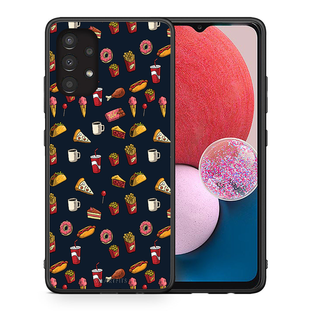 Θήκη Samsung A13 4G Hungry Random από τη Smartfits με σχέδιο στο πίσω μέρος και μαύρο περίβλημα | Samsung A13 4G Hungry Random case with colorful back and black bezels