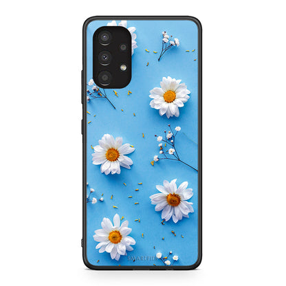 Samsung A13 4G Real Daisies θήκη από τη Smartfits με σχέδιο στο πίσω μέρος και μαύρο περίβλημα | Smartphone case with colorful back and black bezels by Smartfits