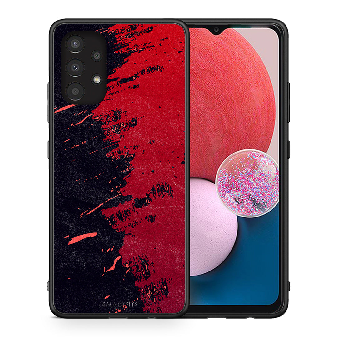 Θήκη Αγίου Βαλεντίνου Samsung A13 4G Red Paint από τη Smartfits με σχέδιο στο πίσω μέρος και μαύρο περίβλημα | Samsung A13 4G Red Paint case with colorful back and black bezels