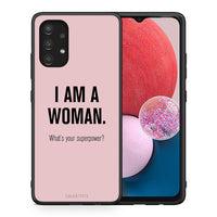 Thumbnail for Θήκη Samsung A13 4G Superpower Woman από τη Smartfits με σχέδιο στο πίσω μέρος και μαύρο περίβλημα | Samsung A13 4G Superpower Woman case with colorful back and black bezels