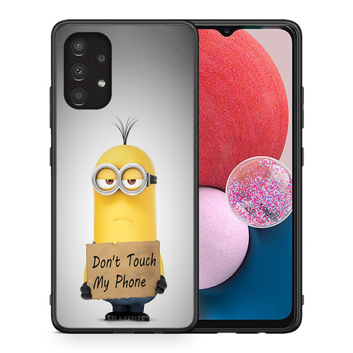 Θήκη Samsung A13 4G Minion Text από τη Smartfits με σχέδιο στο πίσω μέρος και μαύρο περίβλημα | Samsung A13 4G Minion Text case with colorful back and black bezels