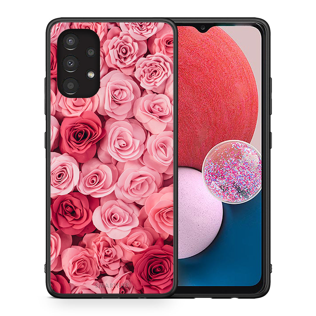 Θήκη Samsung A13 4G RoseGarden Valentine από τη Smartfits με σχέδιο στο πίσω μέρος και μαύρο περίβλημα | Samsung A13 4G RoseGarden Valentine case with colorful back and black bezels