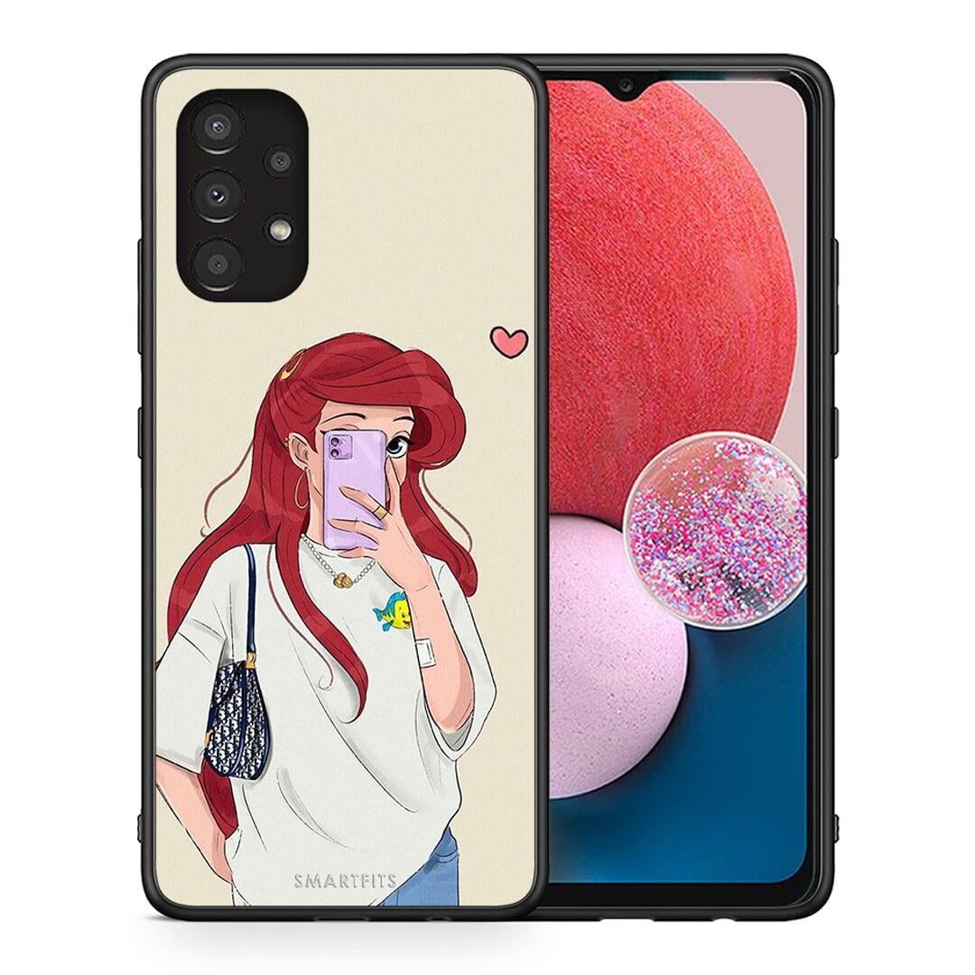 Θήκη Samsung A13 4G Walking Mermaid από τη Smartfits με σχέδιο στο πίσω μέρος και μαύρο περίβλημα | Samsung A13 4G Walking Mermaid case with colorful back and black bezels