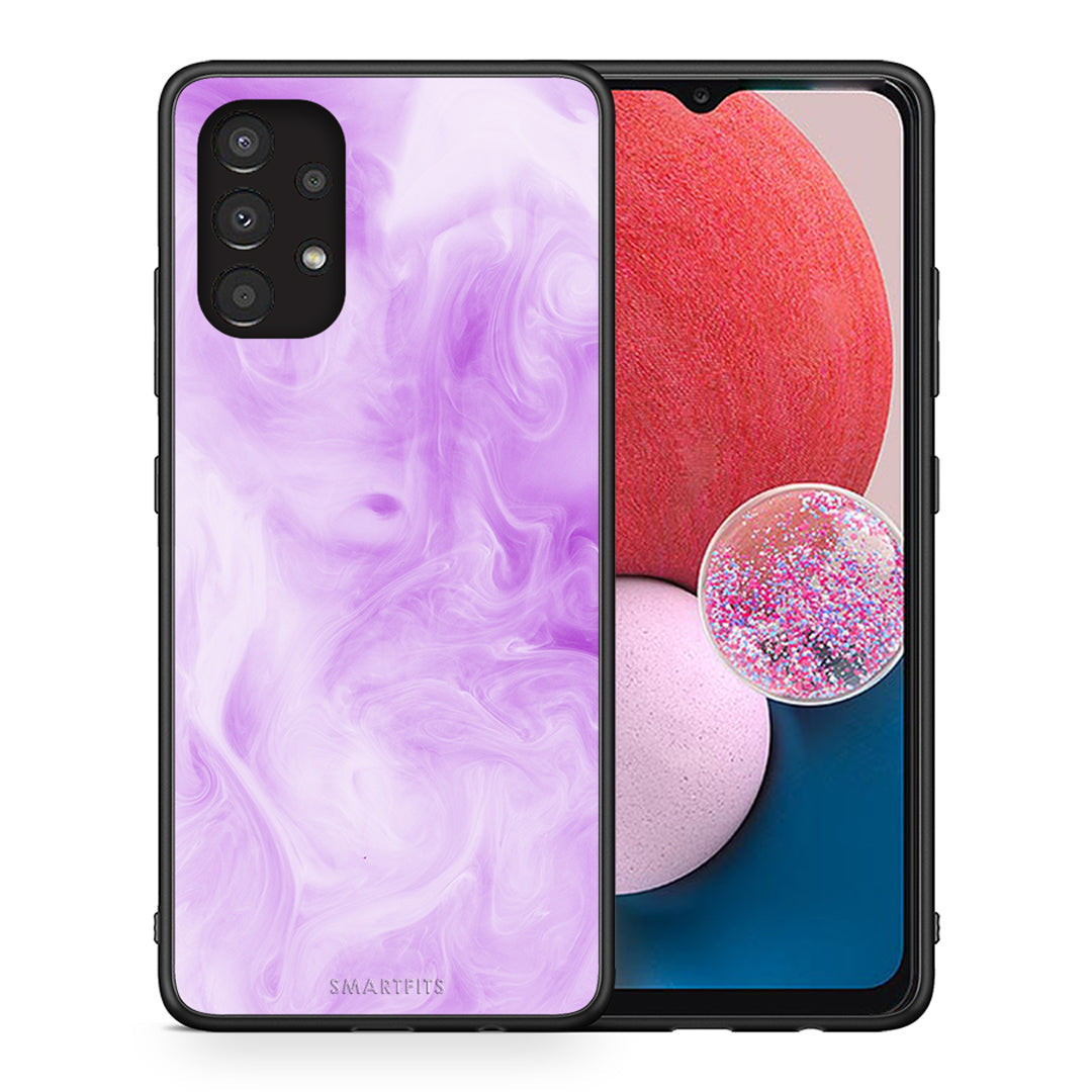 Θήκη Samsung A13 4G Lavender Watercolor από τη Smartfits με σχέδιο στο πίσω μέρος και μαύρο περίβλημα | Samsung A13 4G Lavender Watercolor case with colorful back and black bezels
