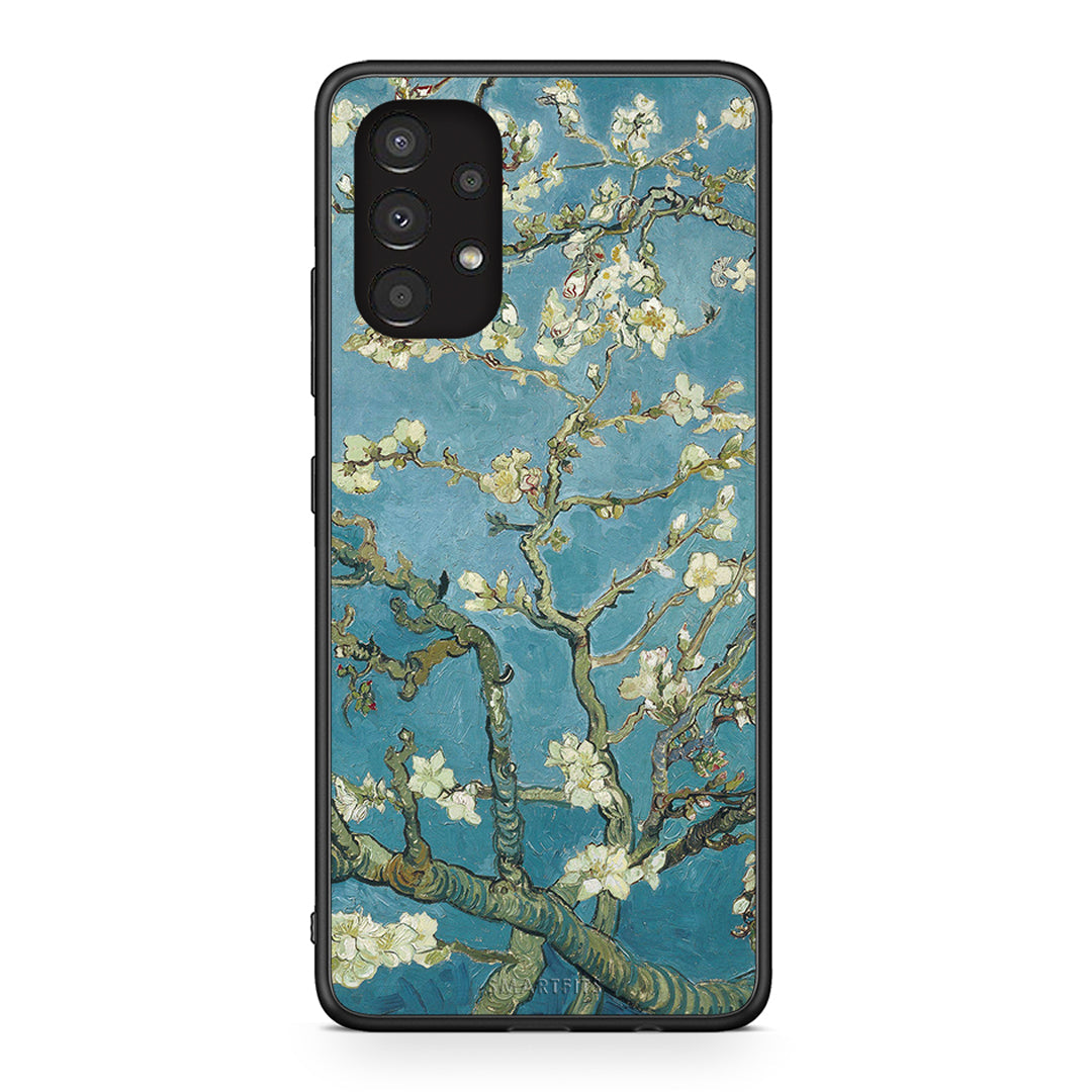 Samsung A13 4G White Blossoms θήκη από τη Smartfits με σχέδιο στο πίσω μέρος και μαύρο περίβλημα | Smartphone case with colorful back and black bezels by Smartfits
