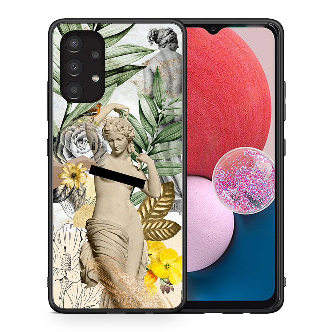 Θήκη Samsung A13 4G Woman Statue από τη Smartfits με σχέδιο στο πίσω μέρος και μαύρο περίβλημα | Samsung A13 4G Woman Statue case with colorful back and black bezels