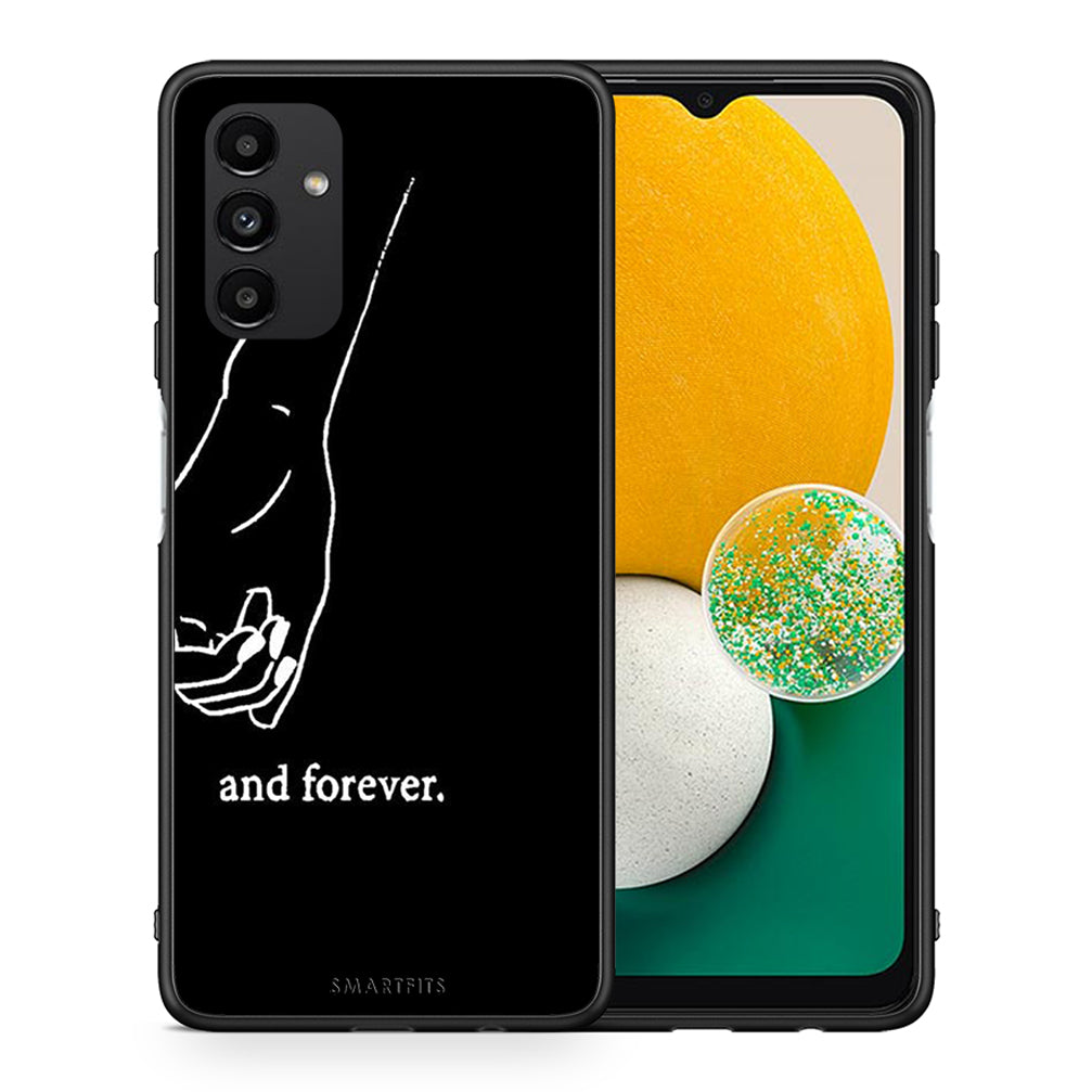 Θήκη Αγίου Βαλεντίνου Samsung A13 5G Always & Forever 2 από τη Smartfits με σχέδιο στο πίσω μέρος και μαύρο περίβλημα | Samsung A13 5G Always & Forever 2 case with colorful back and black bezels