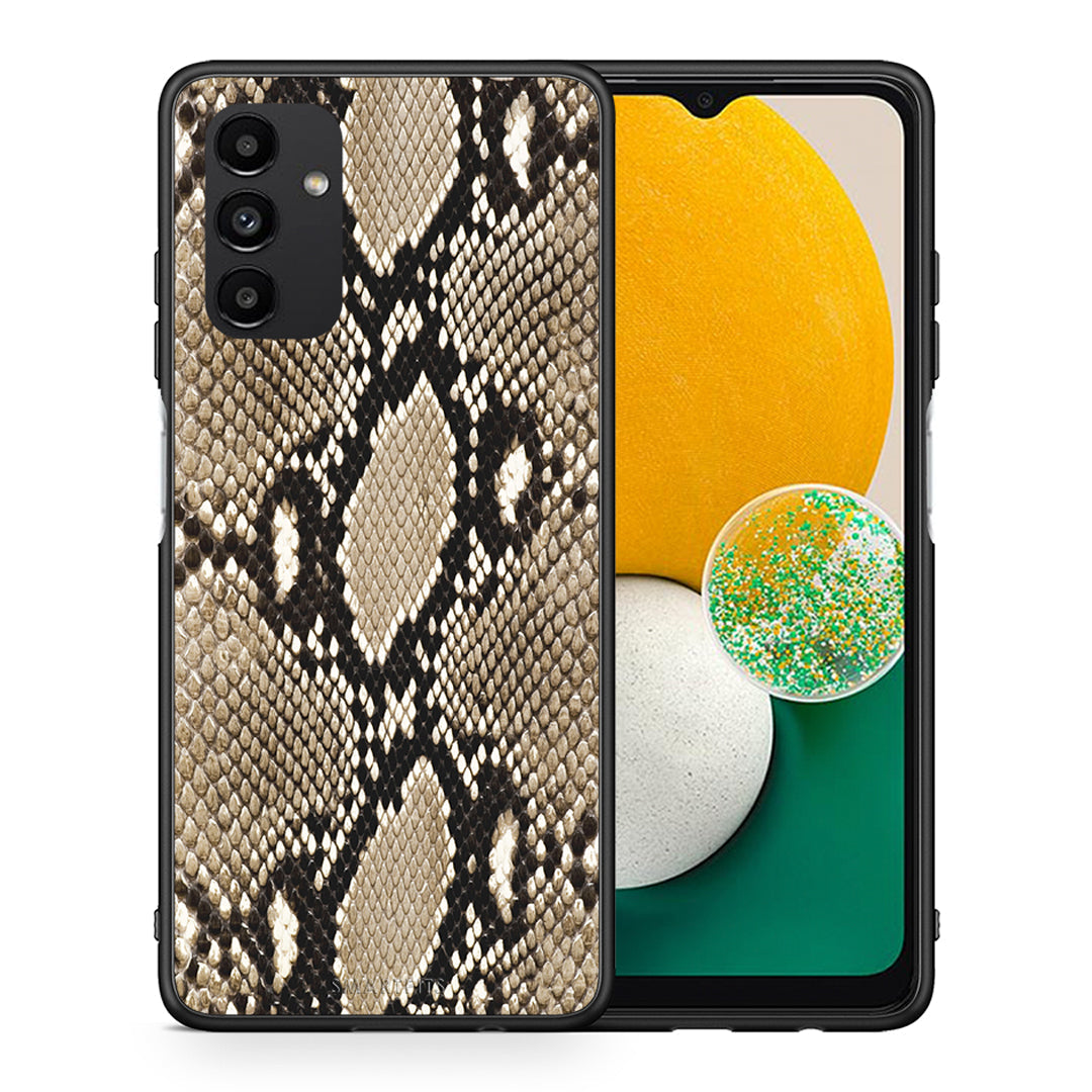 Θήκη Samsung A04s Fashion Snake Animal από τη Smartfits με σχέδιο στο πίσω μέρος και μαύρο περίβλημα | Samsung A04s Fashion Snake Animal case with colorful back and black bezels