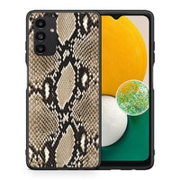 Thumbnail for Θήκη Samsung A04s Fashion Snake Animal από τη Smartfits με σχέδιο στο πίσω μέρος και μαύρο περίβλημα | Samsung A04s Fashion Snake Animal case with colorful back and black bezels