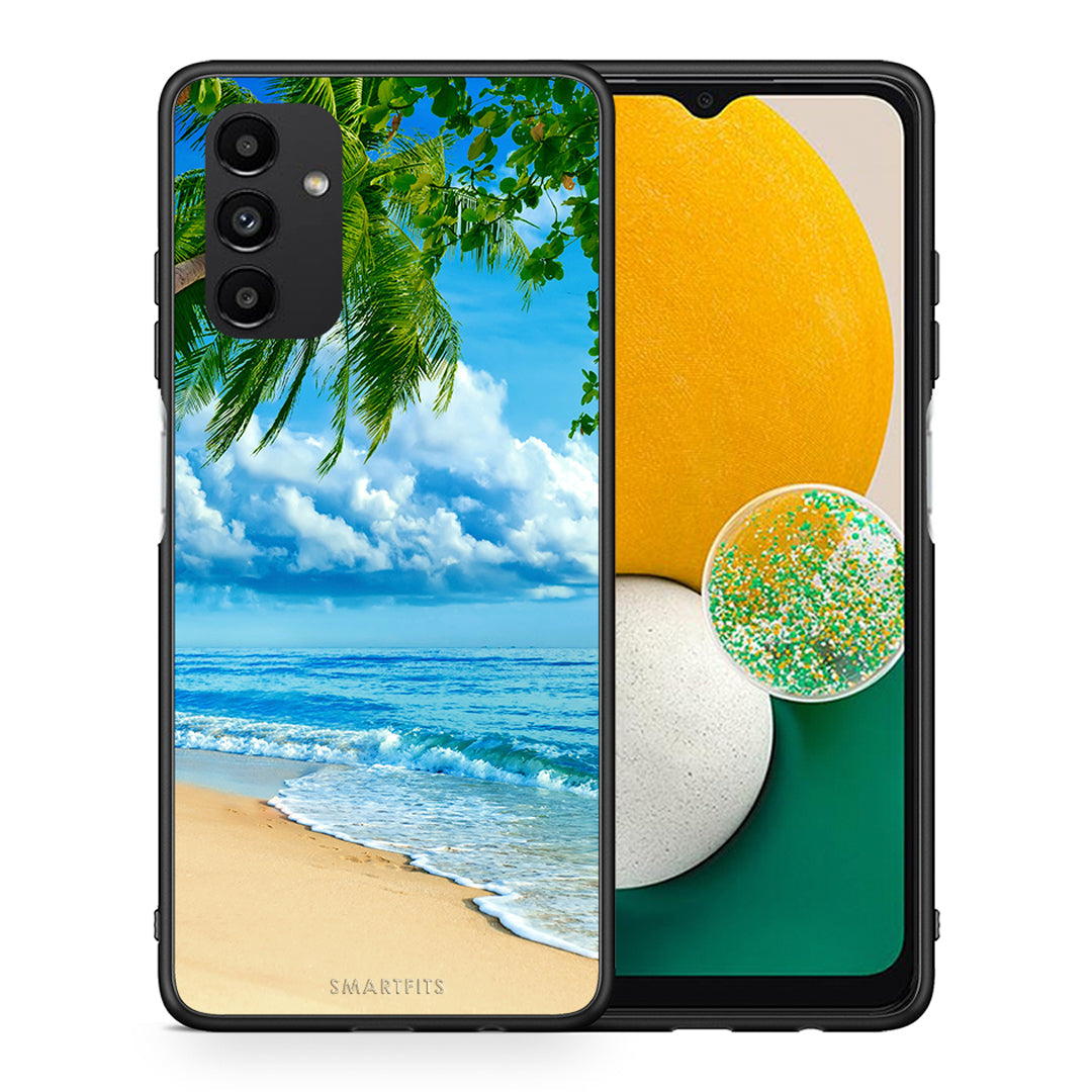 Θήκη Samsung A04s Beautiful Beach από τη Smartfits με σχέδιο στο πίσω μέρος και μαύρο περίβλημα | Samsung A04s Beautiful Beach case with colorful back and black bezels