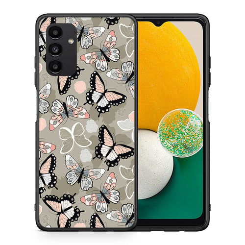 Θήκη Samsung A04s Butterflies Boho από τη Smartfits με σχέδιο στο πίσω μέρος και μαύρο περίβλημα | Samsung A04s Butterflies Boho case with colorful back and black bezels