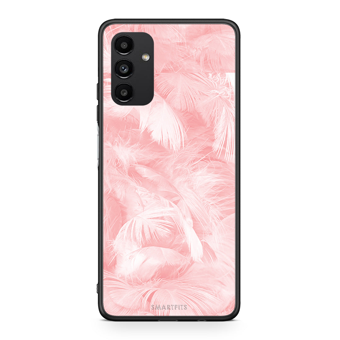 33 - Samsung A04s Pink Feather Boho case, cover, bumper