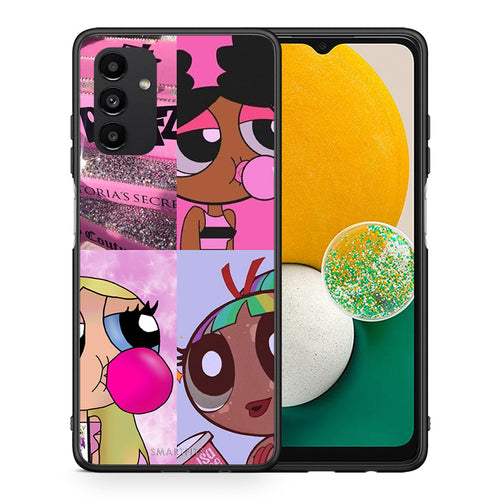 Θήκη Αγίου Βαλεντίνου Samsung A13 5G Bubble Girls από τη Smartfits με σχέδιο στο πίσω μέρος και μαύρο περίβλημα | Samsung A13 5G Bubble Girls case with colorful back and black bezels