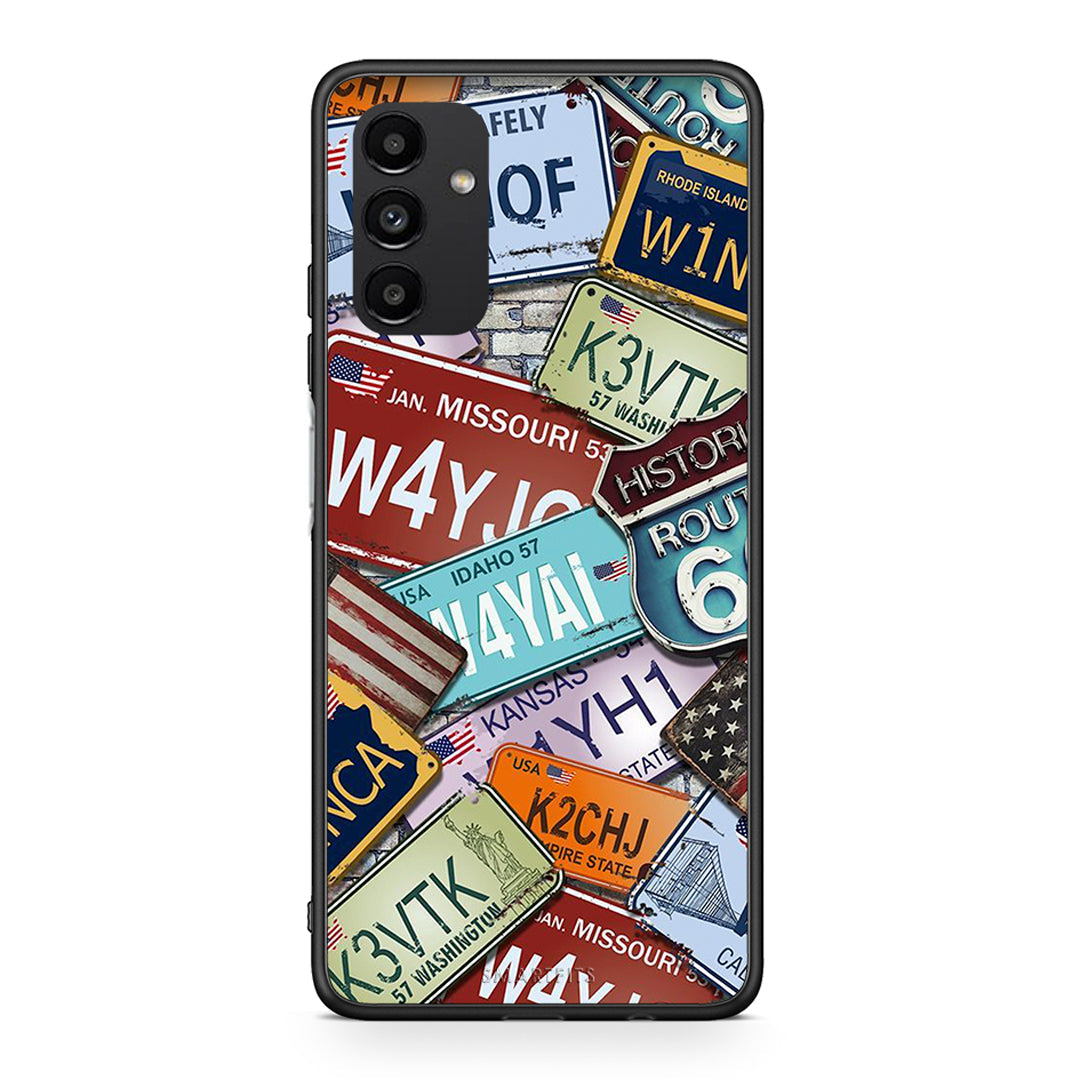 Samsung A04s Car Plates θήκη από τη Smartfits με σχέδιο στο πίσω μέρος και μαύρο περίβλημα | Smartphone case with colorful back and black bezels by Smartfits