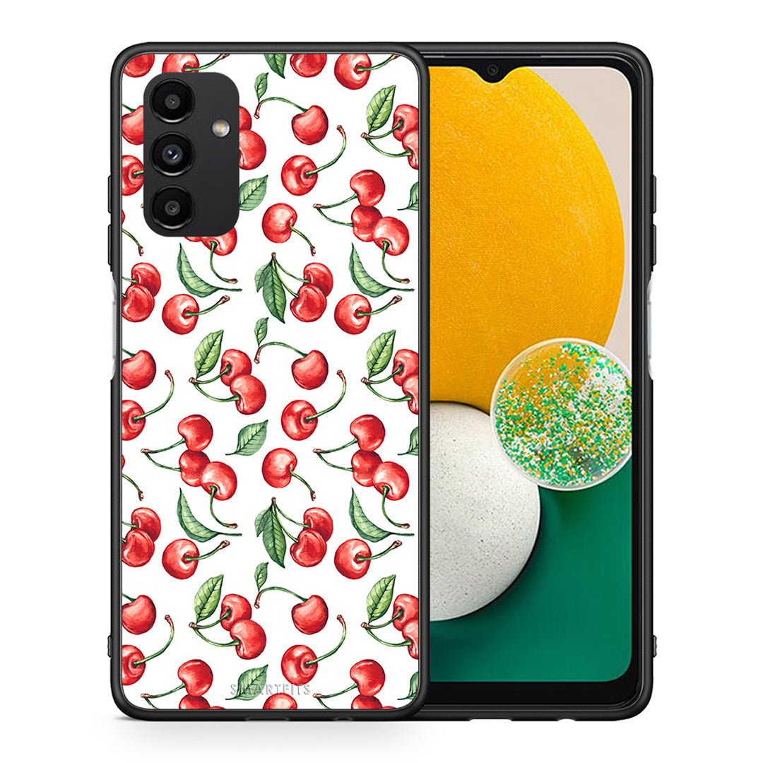 Θήκη Samsung A13 5G Cherry Summer από τη Smartfits με σχέδιο στο πίσω μέρος και μαύρο περίβλημα | Samsung A13 5G Cherry Summer case with colorful back and black bezels