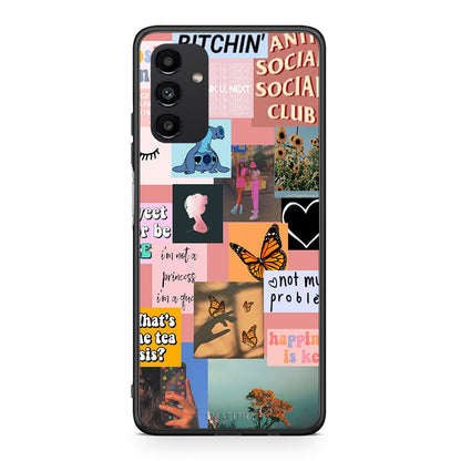 Samsung A04s Collage Bitchin Θήκη Αγίου Βαλεντίνου από τη Smartfits με σχέδιο στο πίσω μέρος και μαύρο περίβλημα | Smartphone case with colorful back and black bezels by Smartfits