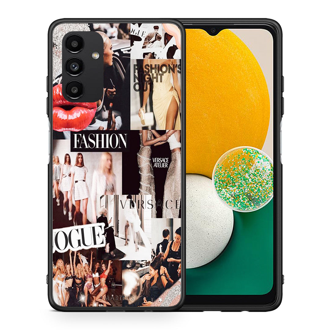 Θήκη Αγίου Βαλεντίνου Samsung A04s Collage Fashion από τη Smartfits με σχέδιο στο πίσω μέρος και μαύρο περίβλημα | Samsung A04s Collage Fashion case with colorful back and black bezels