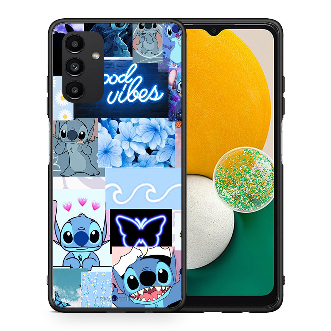 Θήκη Αγίου Βαλεντίνου Samsung A04s Collage Good Vibes από τη Smartfits με σχέδιο στο πίσω μέρος και μαύρο περίβλημα | Samsung A04s Collage Good Vibes case with colorful back and black bezels