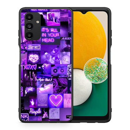 Θήκη Αγίου Βαλεντίνου Samsung A13 5G Collage Stay Wild από τη Smartfits με σχέδιο στο πίσω μέρος και μαύρο περίβλημα | Samsung A13 5G Collage Stay Wild case with colorful back and black bezels