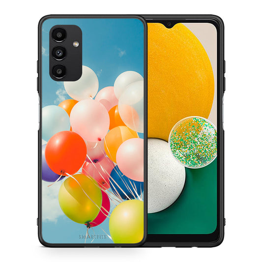 Θήκη Samsung A13 5G Colorful Balloons από τη Smartfits με σχέδιο στο πίσω μέρος και μαύρο περίβλημα | Samsung A13 5G Colorful Balloons case with colorful back and black bezels