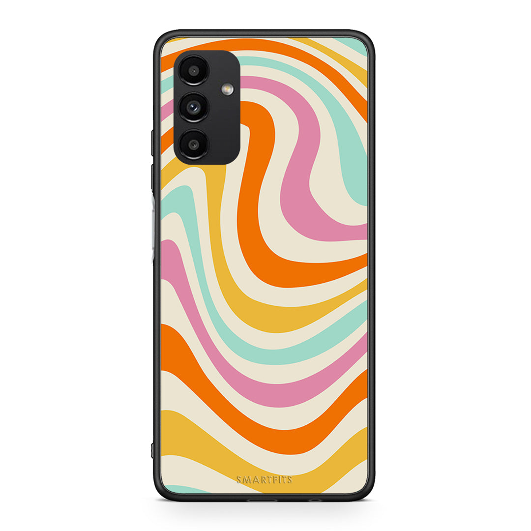 Samsung A04s Colourful Waves θήκη από τη Smartfits με σχέδιο στο πίσω μέρος και μαύρο περίβλημα | Smartphone case with colorful back and black bezels by Smartfits