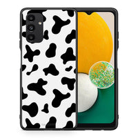 Thumbnail for Θήκη Samsung A04s Cow Print από τη Smartfits με σχέδιο στο πίσω μέρος και μαύρο περίβλημα | Samsung A04s Cow Print case with colorful back and black bezels