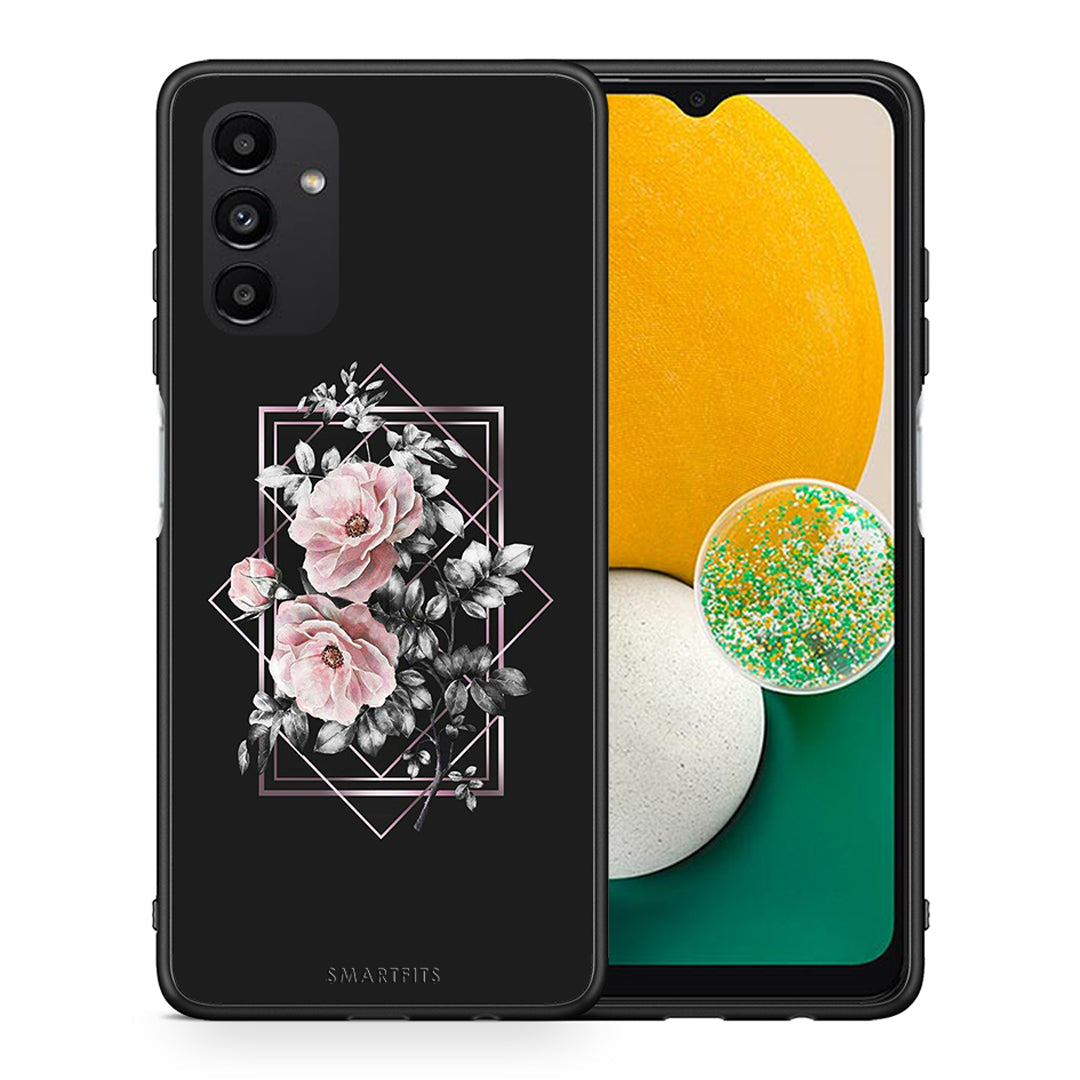 Θήκη Samsung A13 5G Frame Flower από τη Smartfits με σχέδιο στο πίσω μέρος και μαύρο περίβλημα | Samsung A13 5G Frame Flower case with colorful back and black bezels