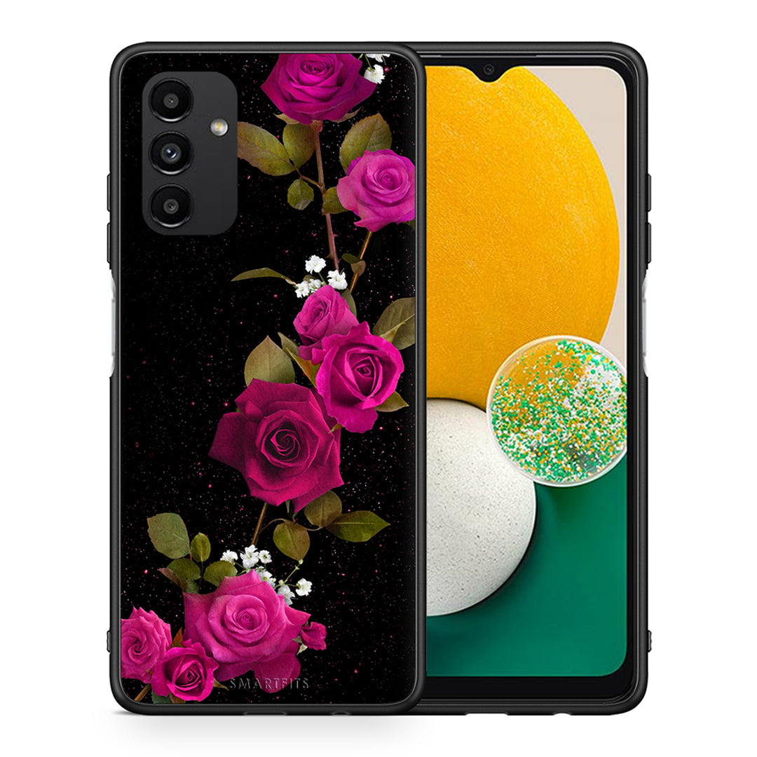 Θήκη Samsung A13 5G Red Roses Flower από τη Smartfits με σχέδιο στο πίσω μέρος και μαύρο περίβλημα | Samsung A13 5G Red Roses Flower case with colorful back and black bezels