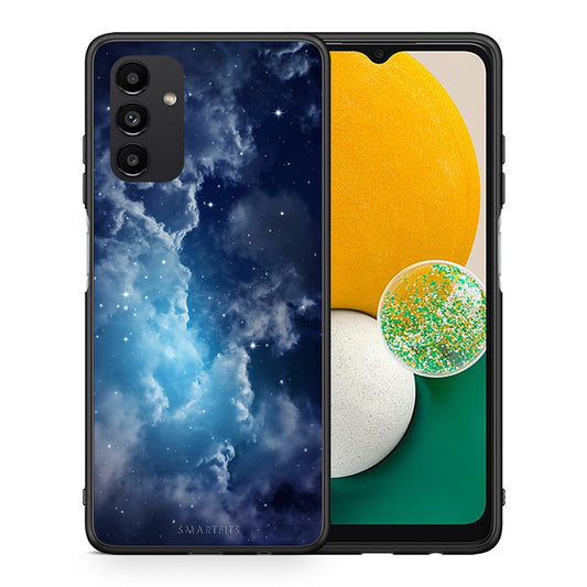 Θήκη Samsung A04s Blue Sky Galaxy από τη Smartfits με σχέδιο στο πίσω μέρος και μαύρο περίβλημα | Samsung A04s Blue Sky Galaxy case with colorful back and black bezels