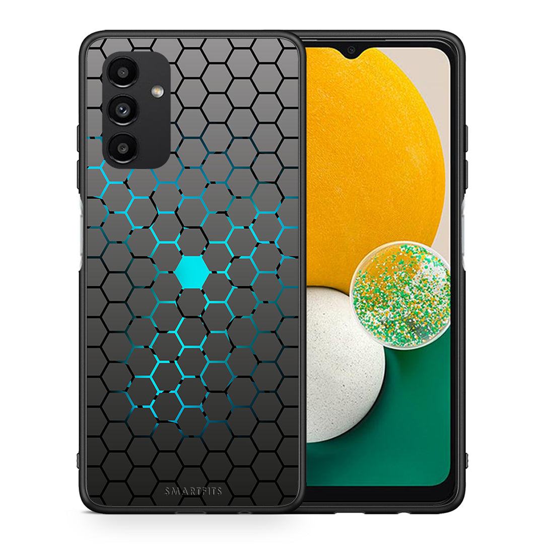 Θήκη Samsung A04s Hexagonal Geometric από τη Smartfits με σχέδιο στο πίσω μέρος και μαύρο περίβλημα | Samsung A04s Hexagonal Geometric case with colorful back and black bezels