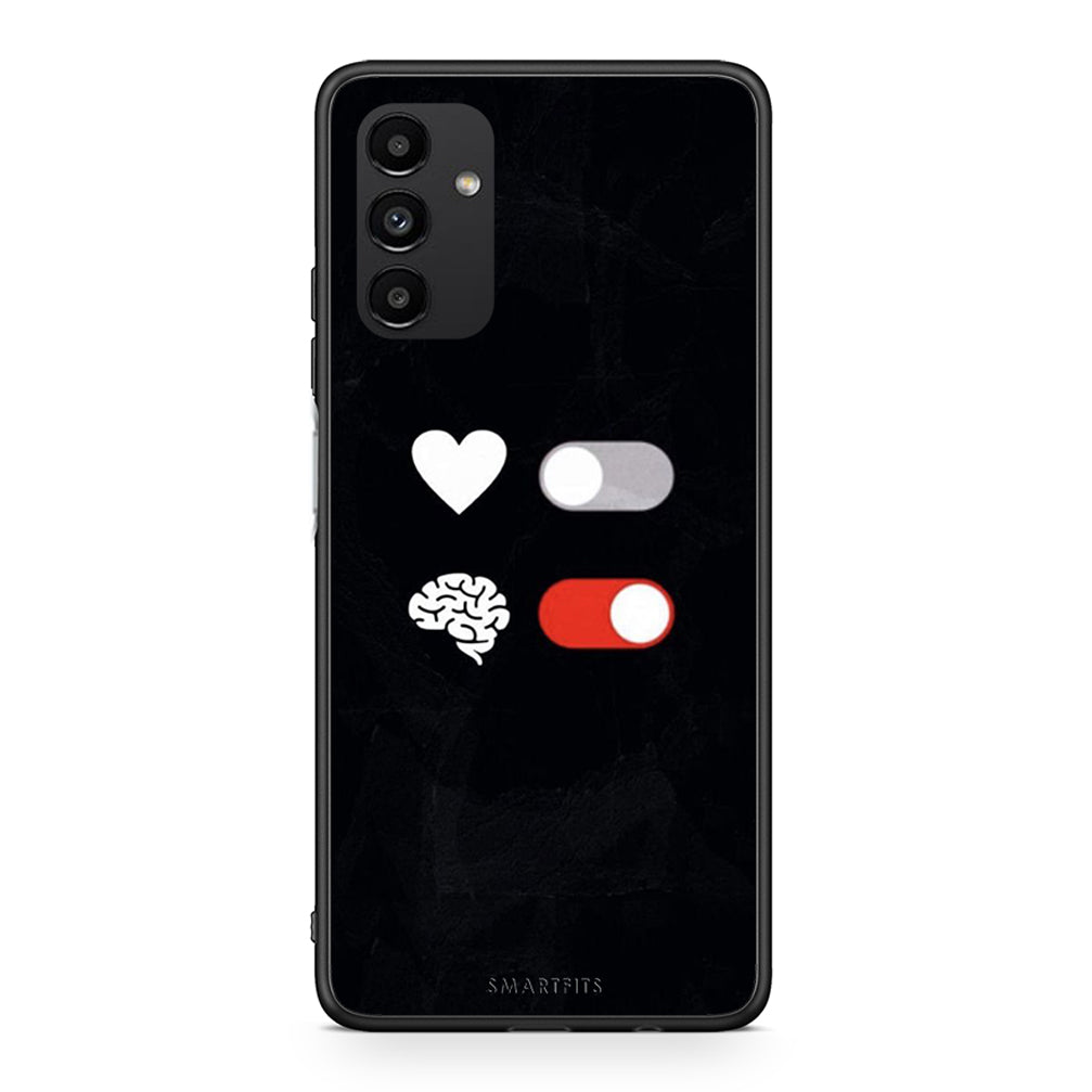 Samsung A13 5G Heart Vs Brain Θήκη Αγίου Βαλεντίνου από τη Smartfits με σχέδιο στο πίσω μέρος και μαύρο περίβλημα | Smartphone case with colorful back and black bezels by Smartfits