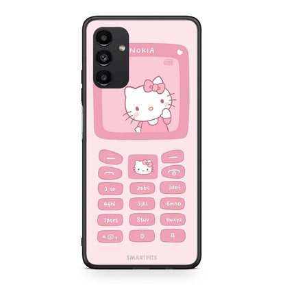 Samsung A04s Hello Kitten Θήκη Αγίου Βαλεντίνου από τη Smartfits με σχέδιο στο πίσω μέρος και μαύρο περίβλημα | Smartphone case with colorful back and black bezels by Smartfits