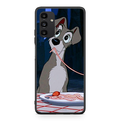 Samsung A04s Lady And Tramp 1 Θήκη Αγίου Βαλεντίνου από τη Smartfits με σχέδιο στο πίσω μέρος και μαύρο περίβλημα | Smartphone case with colorful back and black bezels by Smartfits