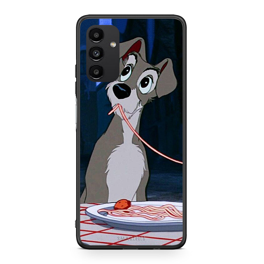 Samsung A04s Lady And Tramp 1 Θήκη Αγίου Βαλεντίνου από τη Smartfits με σχέδιο στο πίσω μέρος και μαύρο περίβλημα | Smartphone case with colorful back and black bezels by Smartfits