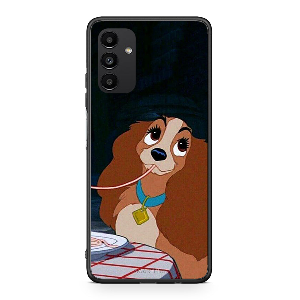 Samsung A04s Lady And Tramp 2 Θήκη Αγίου Βαλεντίνου από τη Smartfits με σχέδιο στο πίσω μέρος και μαύρο περίβλημα | Smartphone case with colorful back and black bezels by Smartfits