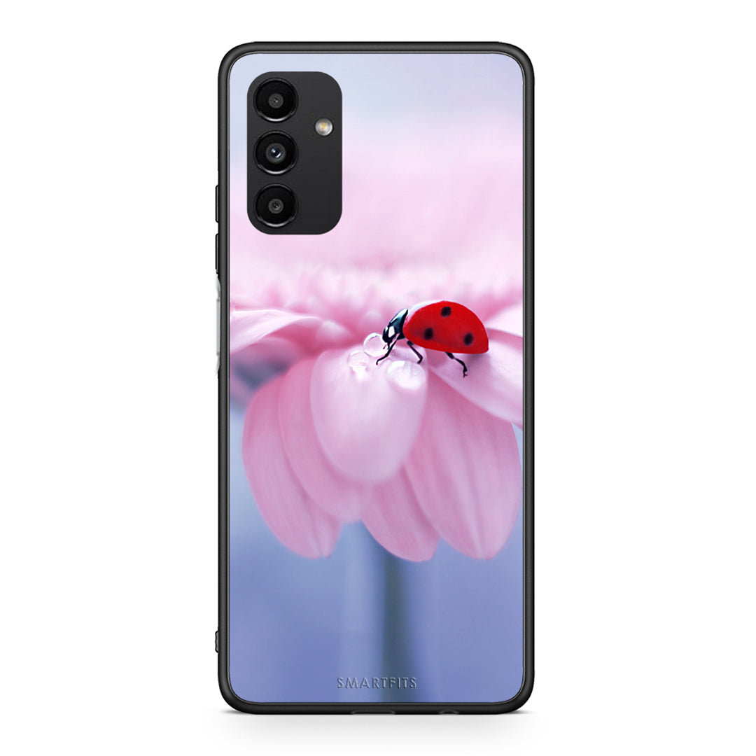 Samsung A04s Ladybug Flower θήκη από τη Smartfits με σχέδιο στο πίσω μέρος και μαύρο περίβλημα | Smartphone case with colorful back and black bezels by Smartfits
