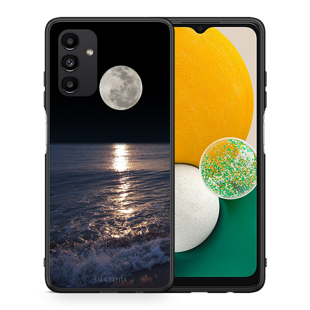 Θήκη Samsung A04s Moon Landscape από τη Smartfits με σχέδιο στο πίσω μέρος και μαύρο περίβλημα | Samsung A04s Moon Landscape case with colorful back and black bezels