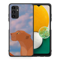 Thumbnail for Θήκη Αγίου Βαλεντίνου Samsung A13 5G Lion Love 2 από τη Smartfits με σχέδιο στο πίσω μέρος και μαύρο περίβλημα | Samsung A13 5G Lion Love 2 case with colorful back and black bezels