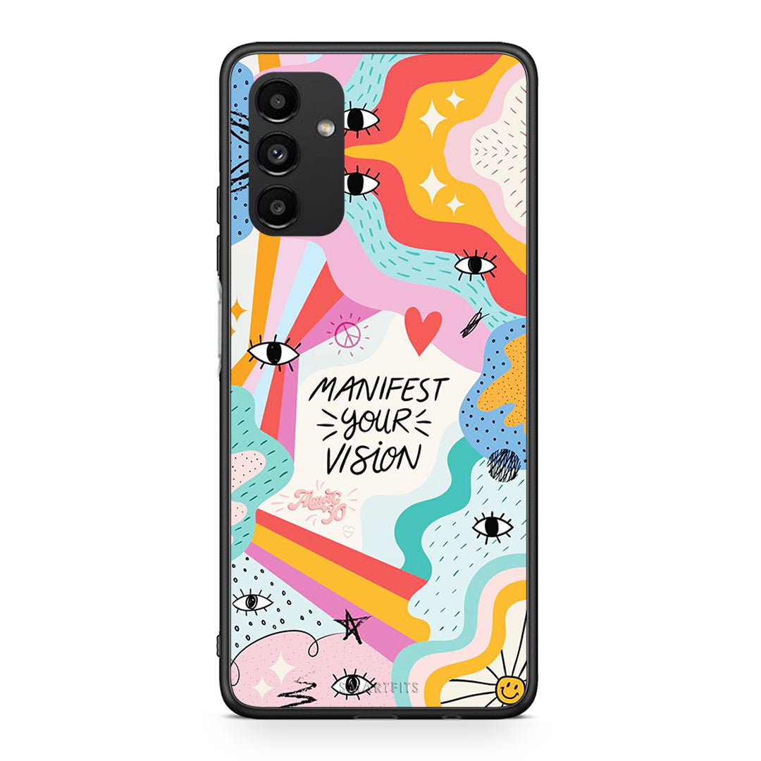 Samsung A04s Manifest Your Vision θήκη από τη Smartfits με σχέδιο στο πίσω μέρος και μαύρο περίβλημα | Smartphone case with colorful back and black bezels by Smartfits