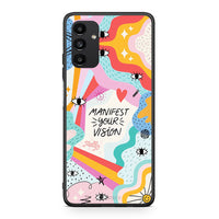 Thumbnail for Samsung A04s Manifest Your Vision θήκη από τη Smartfits με σχέδιο στο πίσω μέρος και μαύρο περίβλημα | Smartphone case with colorful back and black bezels by Smartfits