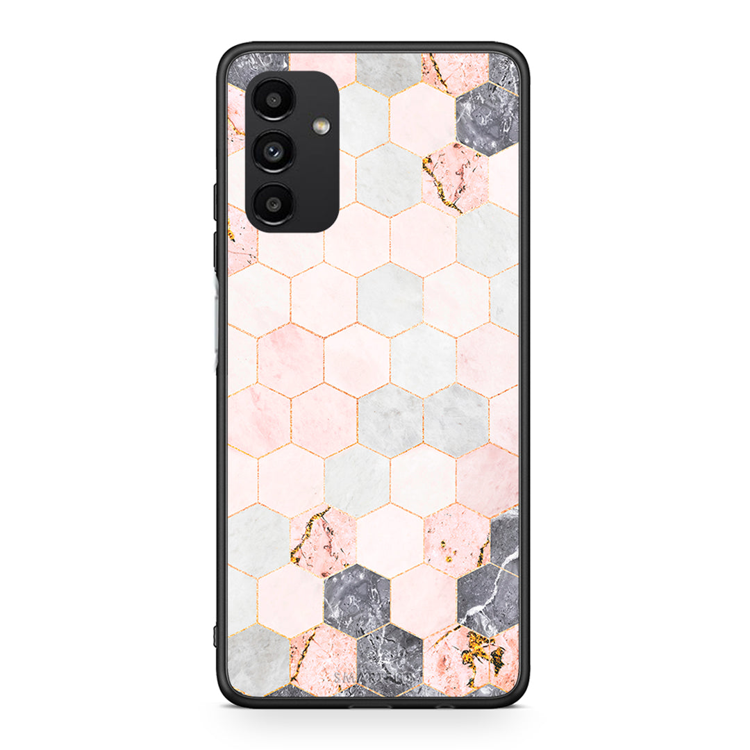 4 - Samsung A13 5G Hexagon Pink Marble case, cover, bumper