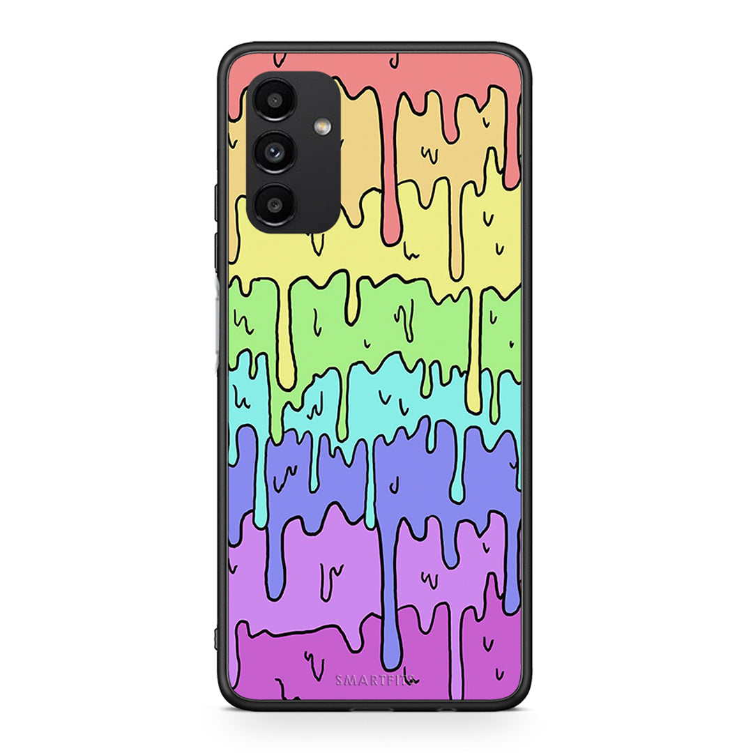 Samsung A04s Melting Rainbow θήκη από τη Smartfits με σχέδιο στο πίσω μέρος και μαύρο περίβλημα | Smartphone case with colorful back and black bezels by Smartfits