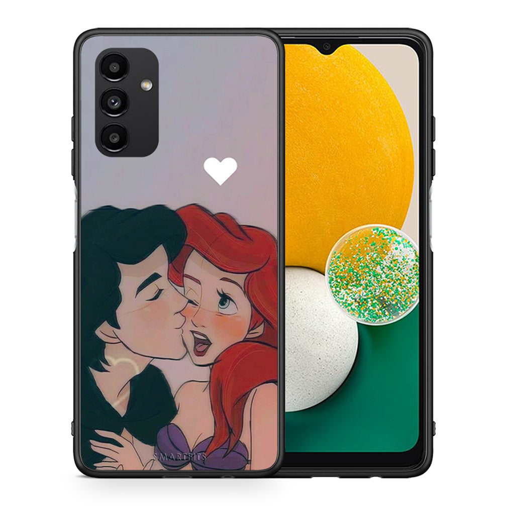 Θήκη Αγίου Βαλεντίνου Samsung A13 5G Mermaid Love από τη Smartfits με σχέδιο στο πίσω μέρος και μαύρο περίβλημα | Samsung A13 5G Mermaid Love case with colorful back and black bezels