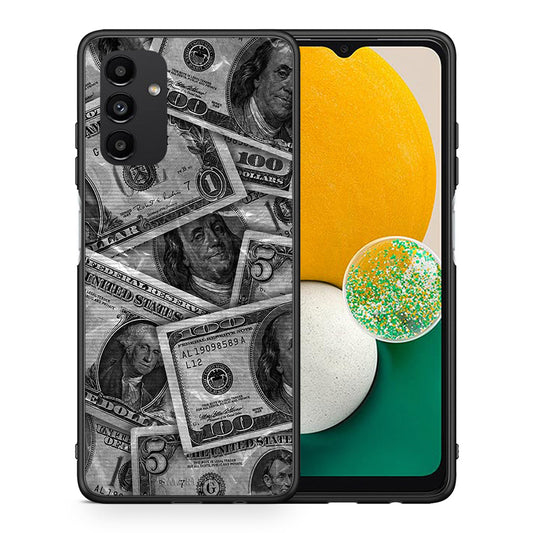 Θήκη Samsung A13 5G Money Dollars από τη Smartfits με σχέδιο στο πίσω μέρος και μαύρο περίβλημα | Samsung A13 5G Money Dollars case with colorful back and black bezels