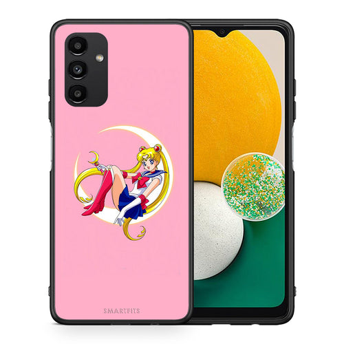 Θήκη Samsung A04s Moon Girl από τη Smartfits με σχέδιο στο πίσω μέρος και μαύρο περίβλημα | Samsung A04s Moon Girl case with colorful back and black bezels