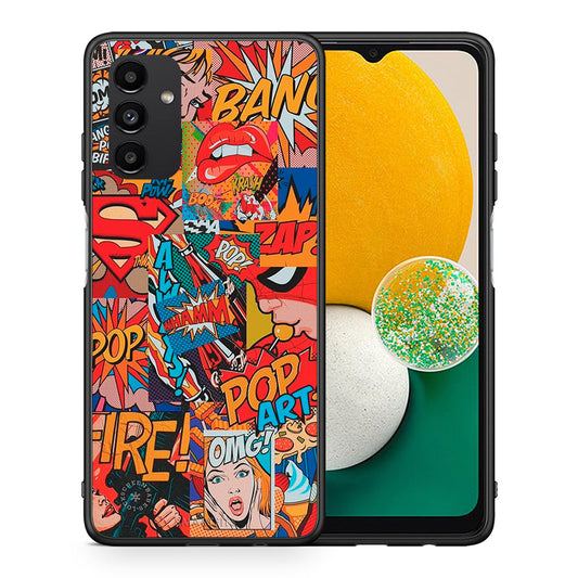 Θήκη Samsung A13 5G PopArt OMG από τη Smartfits με σχέδιο στο πίσω μέρος και μαύρο περίβλημα | Samsung A13 5G PopArt OMG case with colorful back and black bezels