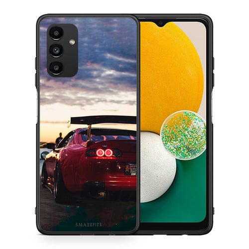 Θήκη Samsung A04s Racing Supra από τη Smartfits με σχέδιο στο πίσω μέρος και μαύρο περίβλημα | Samsung A04s Racing Supra case with colorful back and black bezels