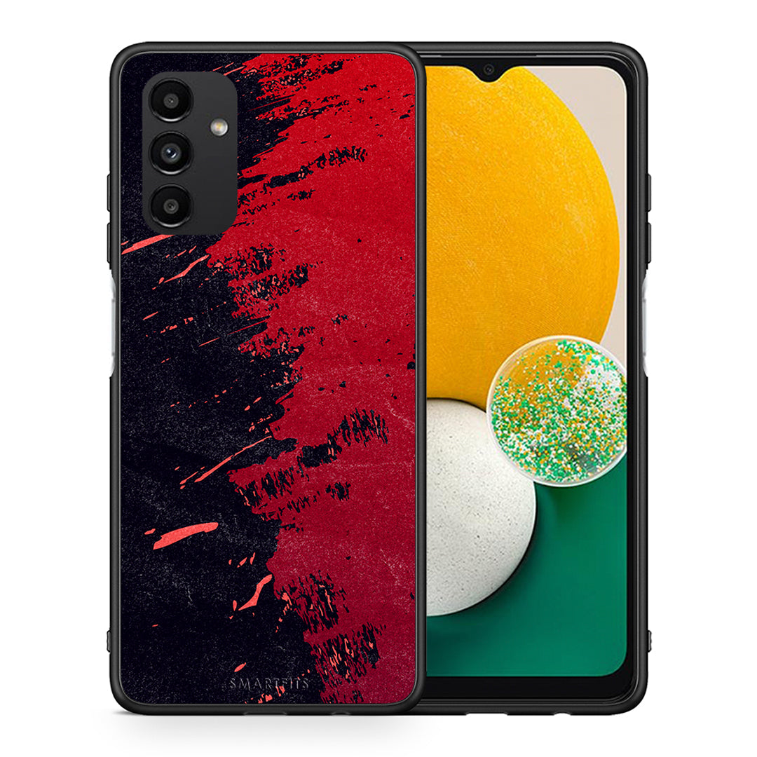 Θήκη Αγίου Βαλεντίνου Samsung A13 5G Red Paint από τη Smartfits με σχέδιο στο πίσω μέρος και μαύρο περίβλημα | Samsung A13 5G Red Paint case with colorful back and black bezels